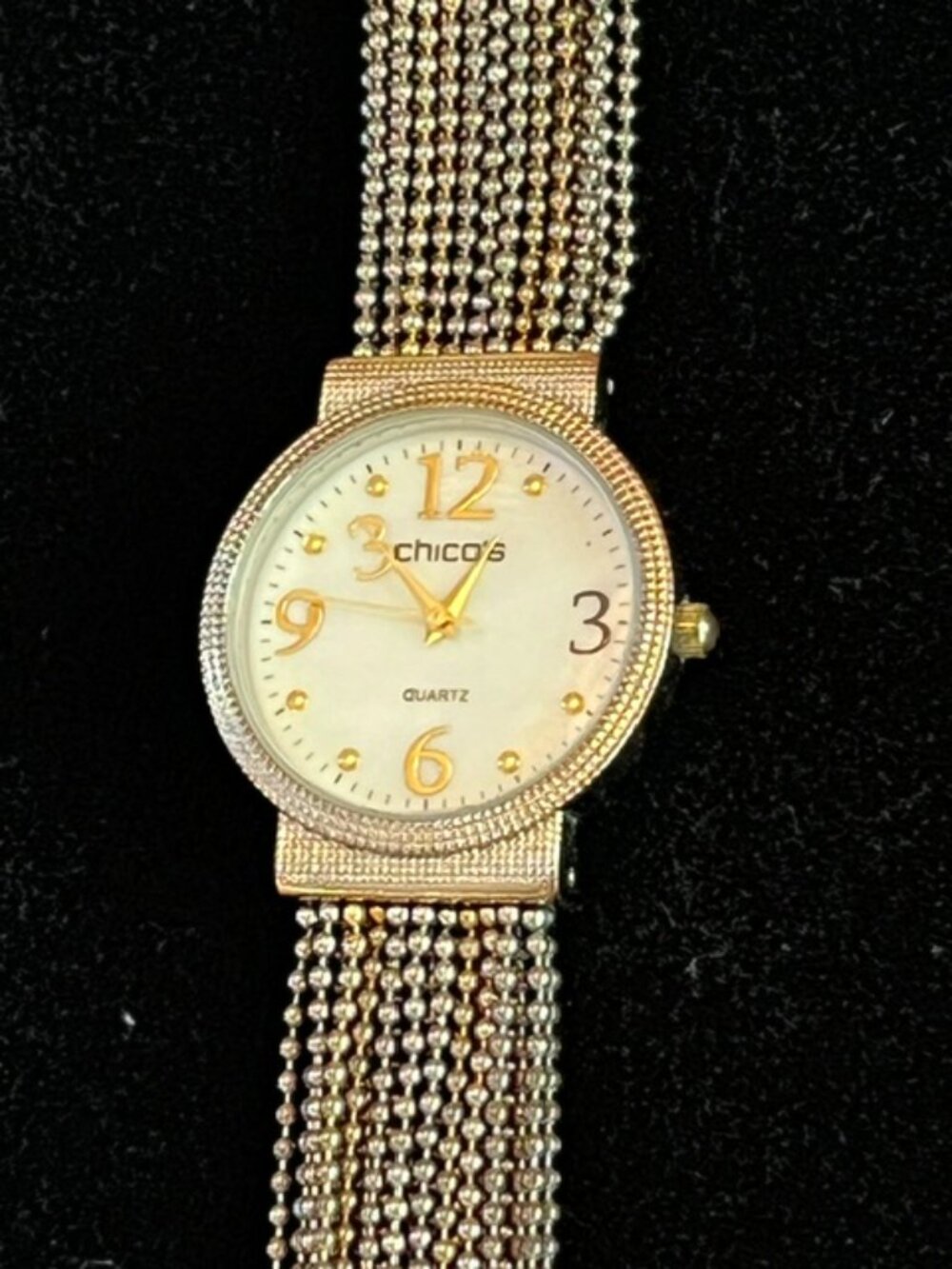 CHICO'S | Multi-Strand Beaded Chain Bracelet Watch Vintage-NEW Battery